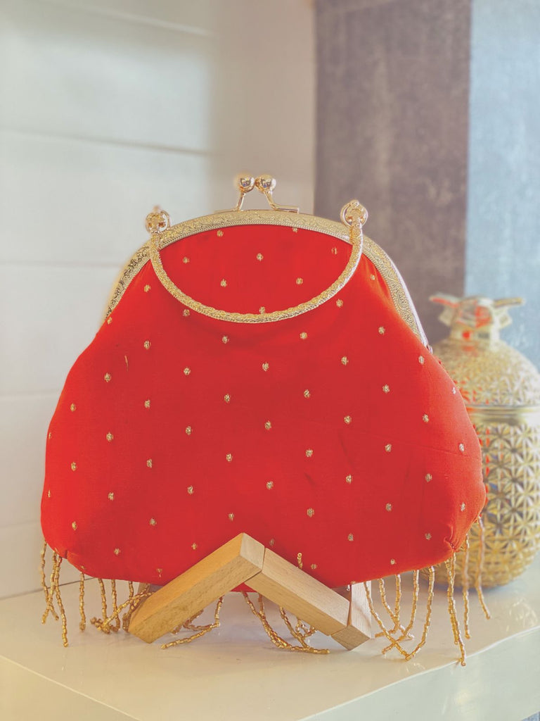 Bright Red Vintage Handbag With Tassel Latkan - Wardrob