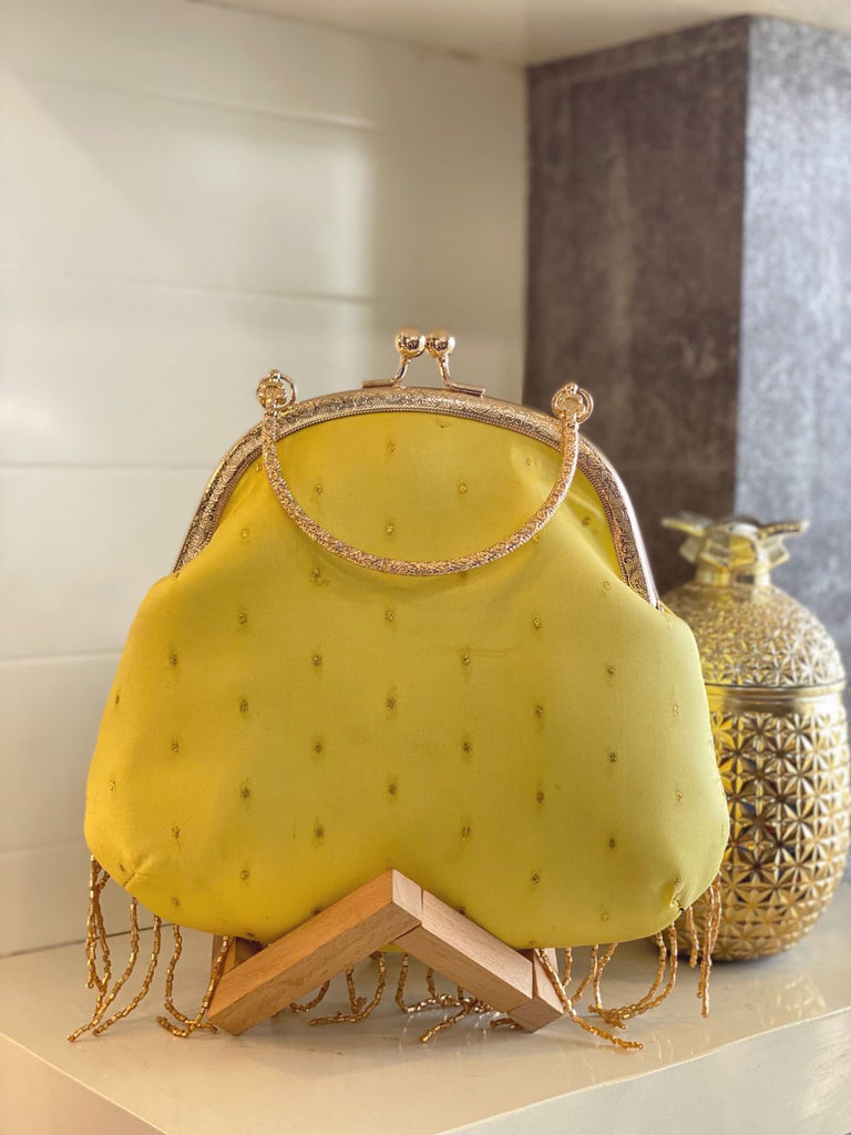 Sunshine Yellow Vintage Handbag With Tassel Latkan - Wardrob