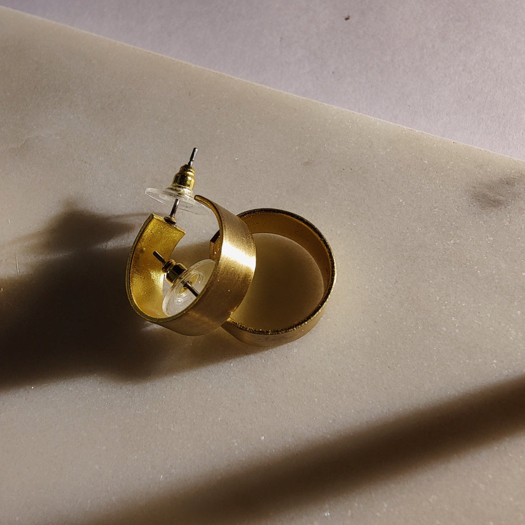 Gold plated brass hoop earrings