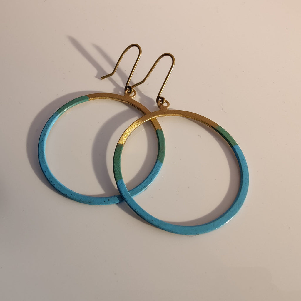Color dipped gold plated brass earrings