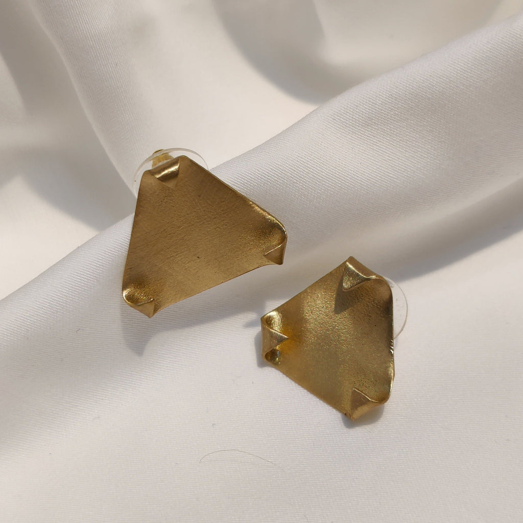 Gold plated brass stud earrings