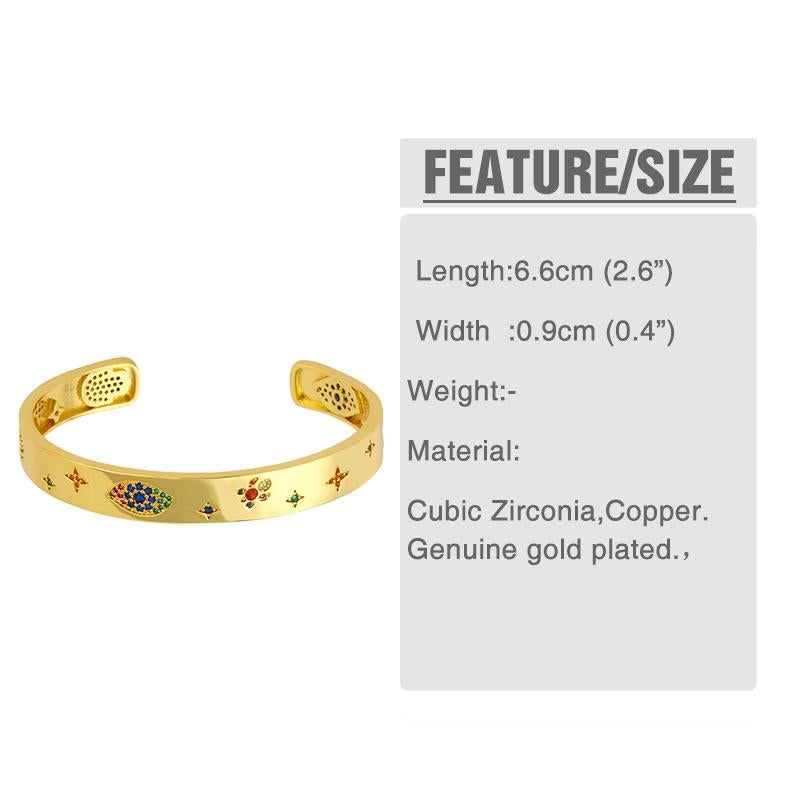 Gold Evil Eye Engraved Cuff Bracelet - Wardrob