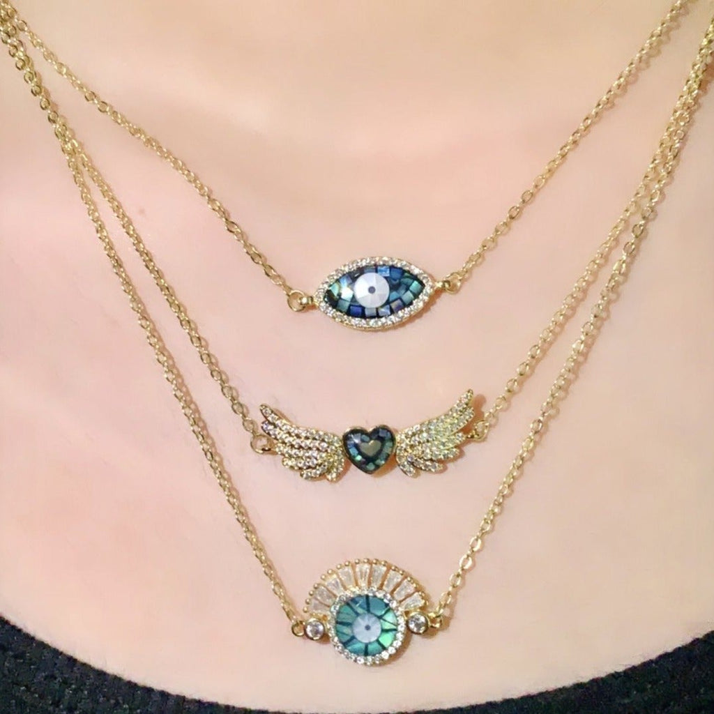 Green Flower Evil Eye necklace - Wardrob