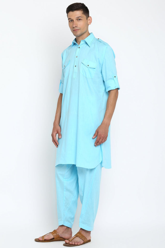 Mihran Sky Blue Pathani Set - Wardrob