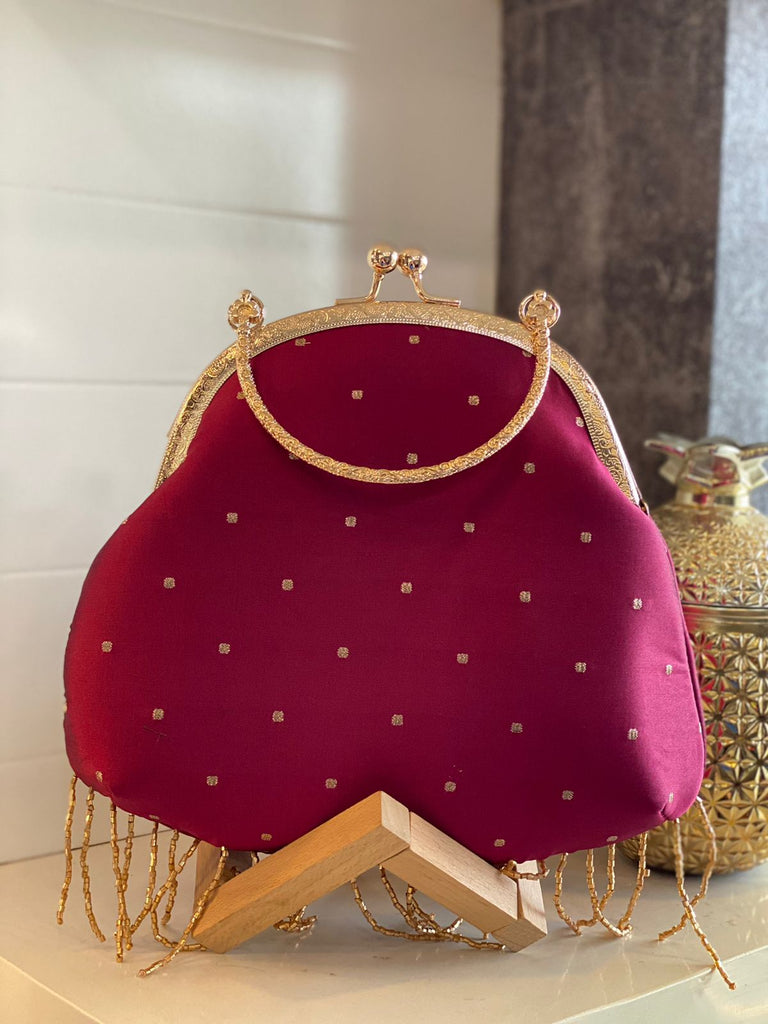 Royal Red Vintage Handbag With Tassel Latkan - Wardrob